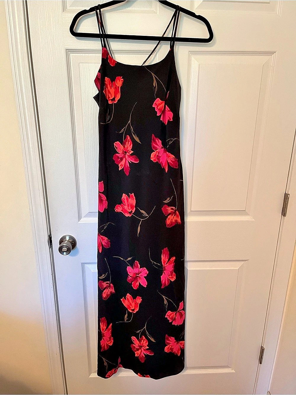 Fashion Bug Floral Maxi Dress in Black & Red Size 10